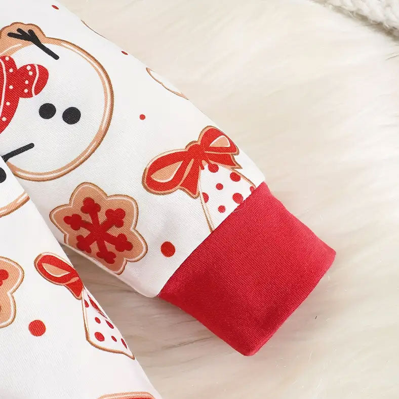 2PCS Cute Christmas Pattern Print Long Sleeve Baby Girl Jumpsuit