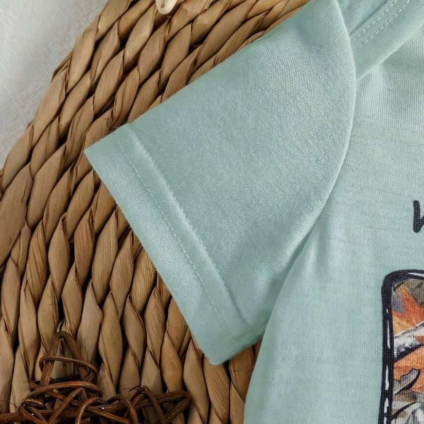 2PCS Mama's Boy Letter Woodland Camo Print Short Sleeve Baby Set