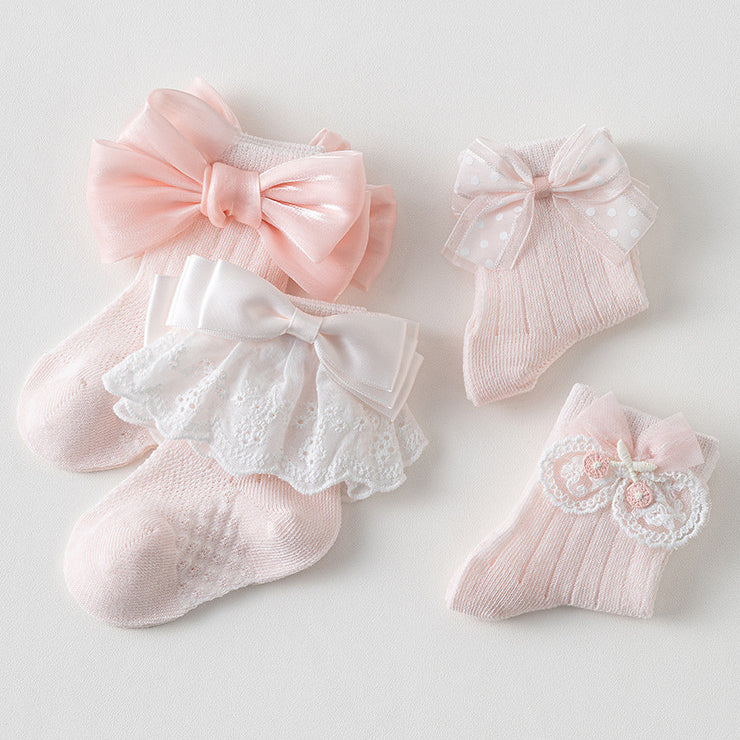 Sweet Ornament Decorative Mid Calf Baby Socks
