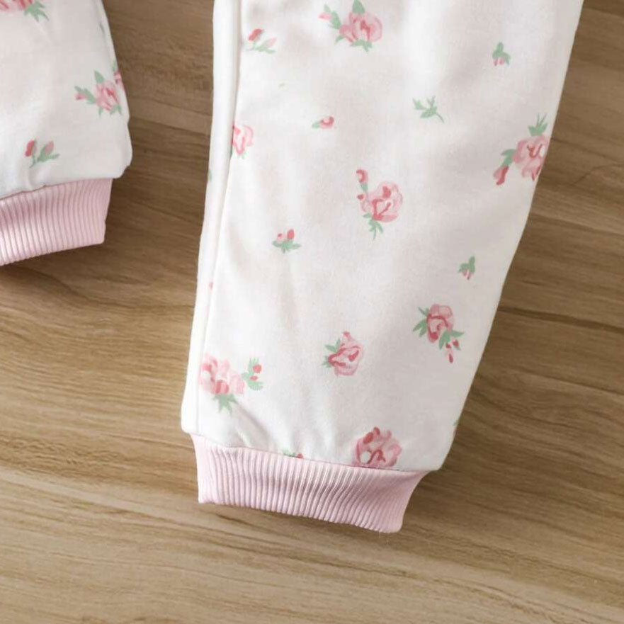 Delightful Floral Printed Long Sleeve Baby Girl Jumpsuit
