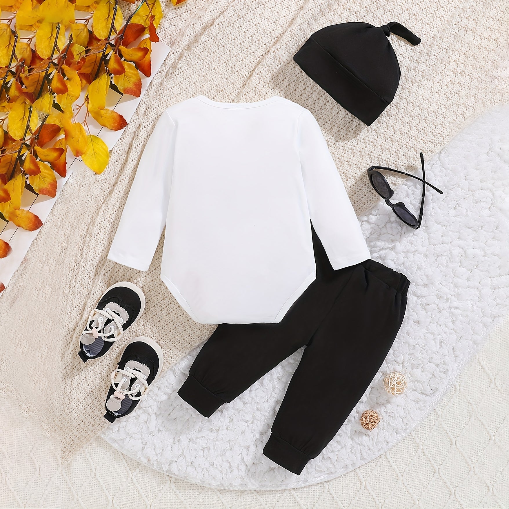 3PCS Mama's Boy Letter Printed Long Sleeve Baby Set