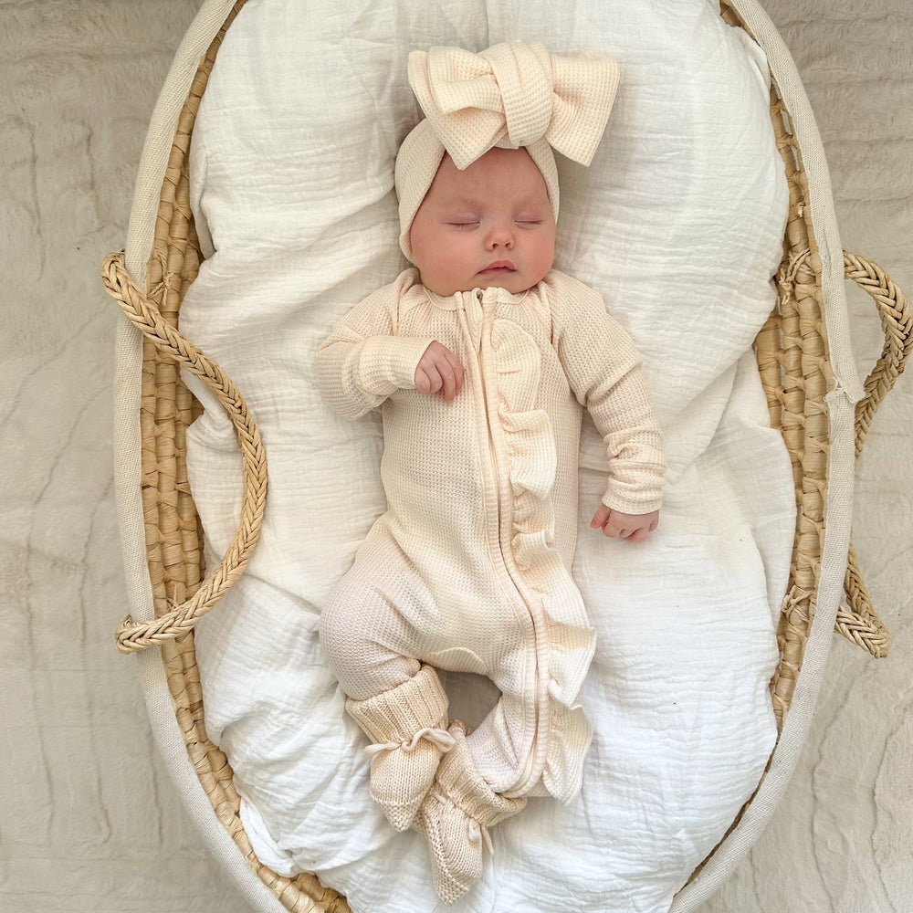 2PCS Waffle Solid Color Zipper Baby Jumpsuit