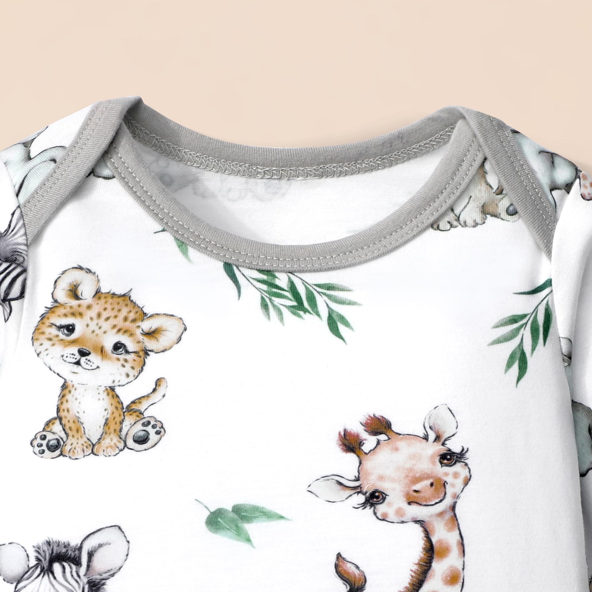 2PCS Cute Animal Printed Long Sleeve Overalls Baby Set