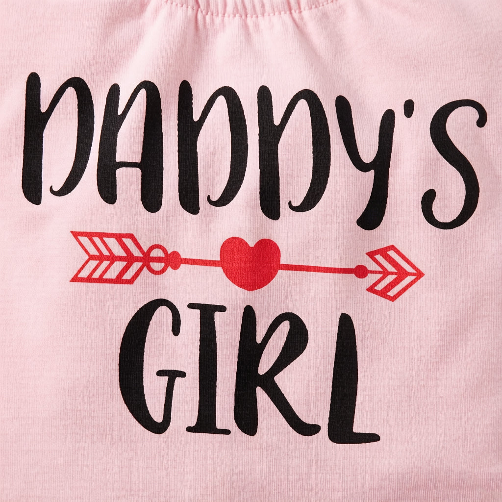 3PCS Adorable Daddy's Girl Letter Floral Print Flutter Sleeve Baby Set