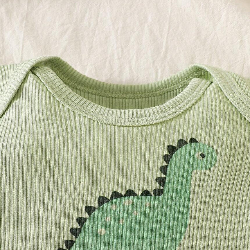 3PCS Casual Dinosaur Print Short Sleeve Baby Set