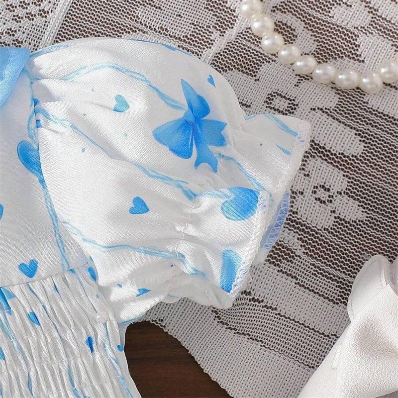 2PCS Cute Bow Printed Polo Collar Short Sleeve Baby Romper