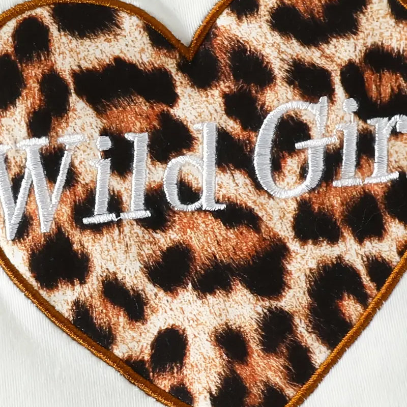 3PCS Wild Girl Letter Heart Leopard Printed Baby Set