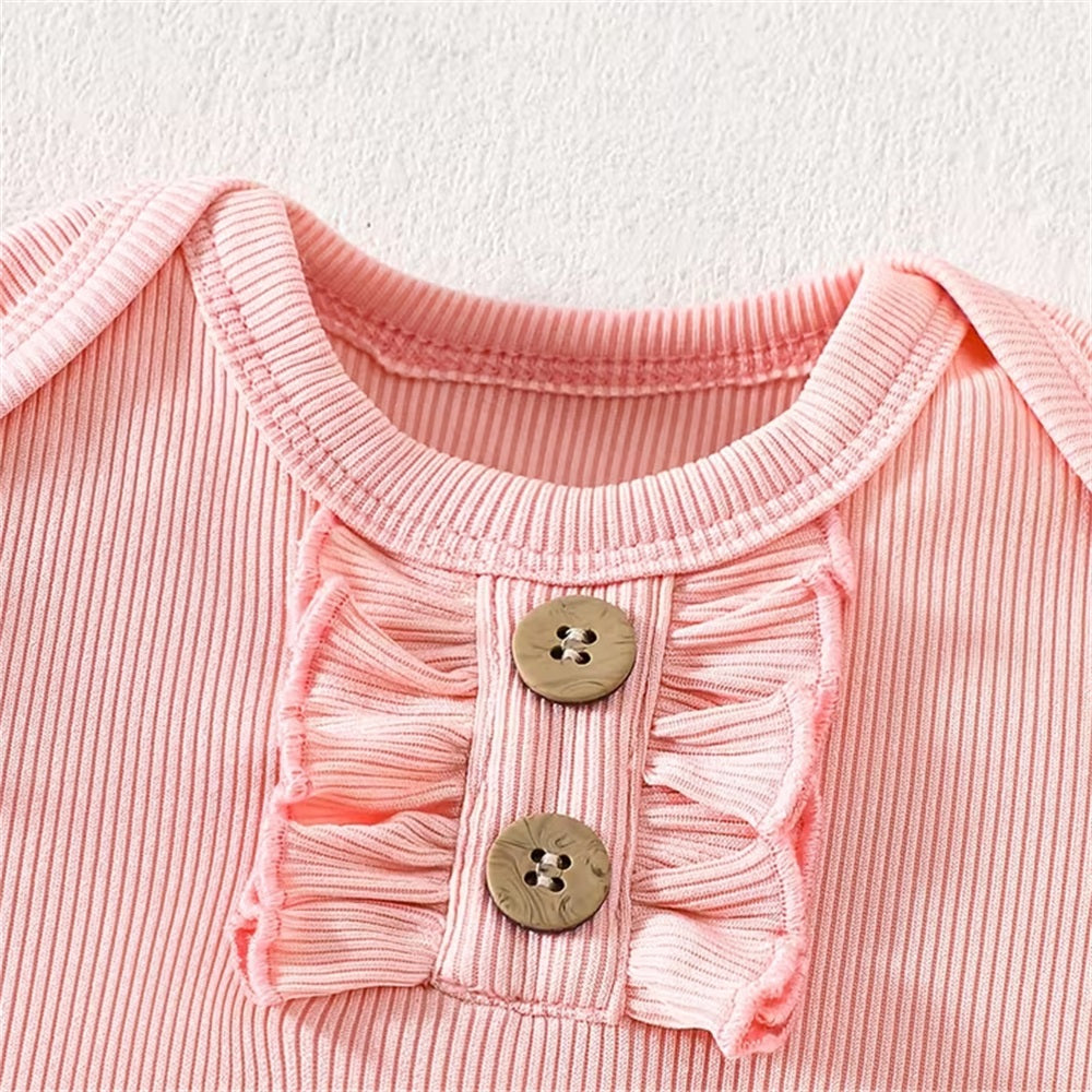 3PCS Fashion Floral Printed Bow Short Sleeve Baby Set