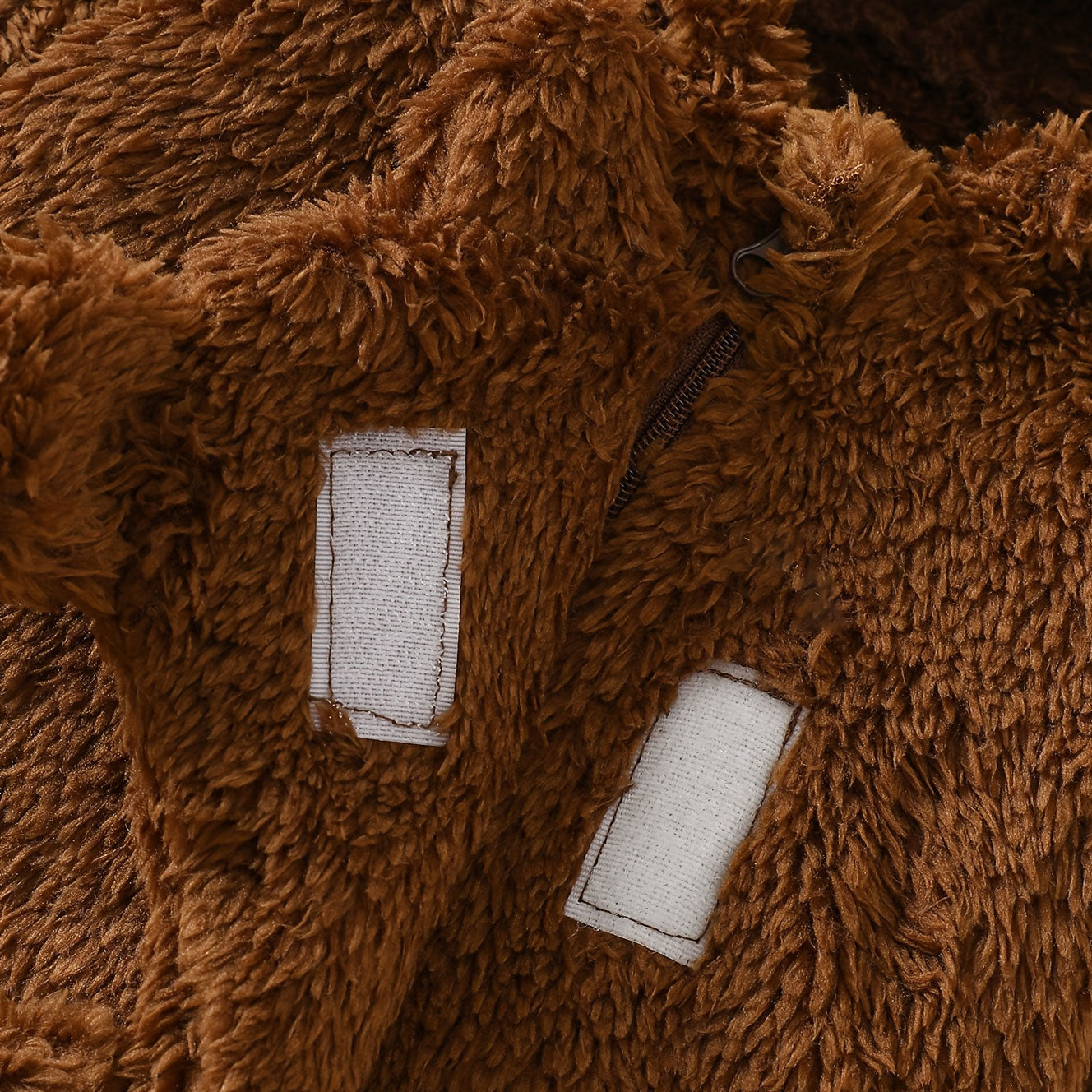 Lovely Fuzzy 3D Bear Printed Zipper Long Sleeve Baby Jumpsuit