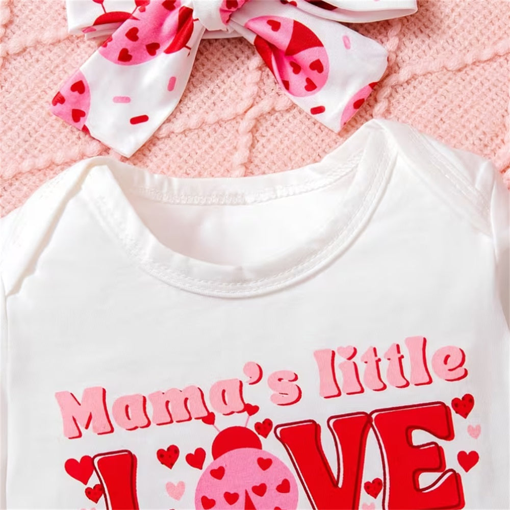 3PCS Mama's Letter Love BUG Letter Print Long Sleeve Baby Set