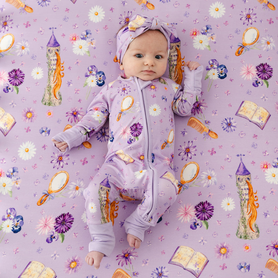 2PCS Quirky Floral Printed Zipper Baby Jumpsuit