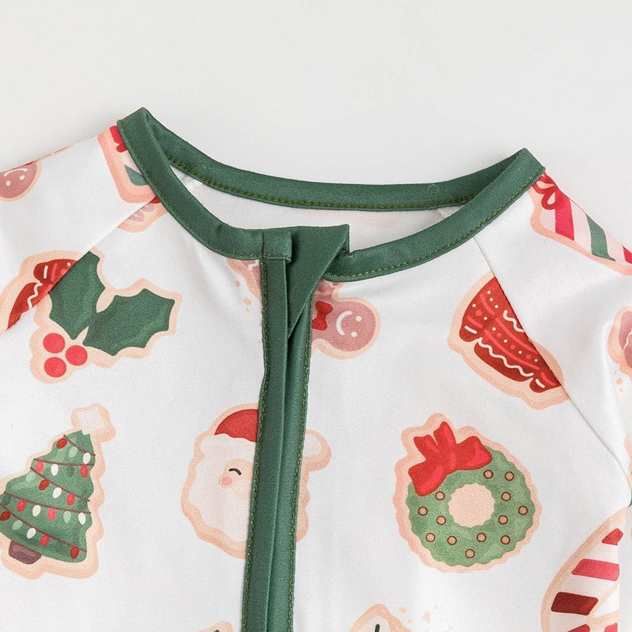 Stylish Christmas Printed Long Sleeve Zipper Baby Jumpsuit