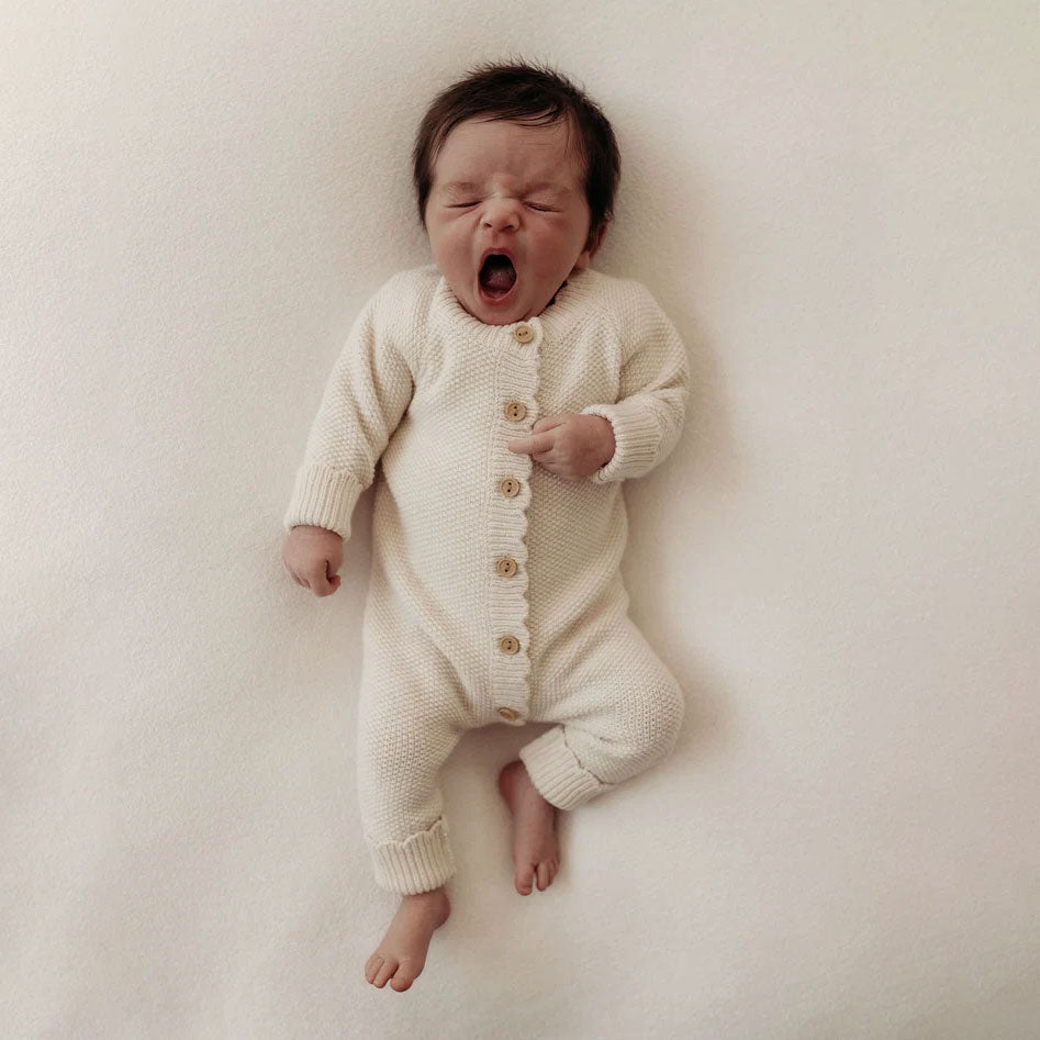 Cozy Solid Color Long Sleeve Baby Knit Jumpsuit