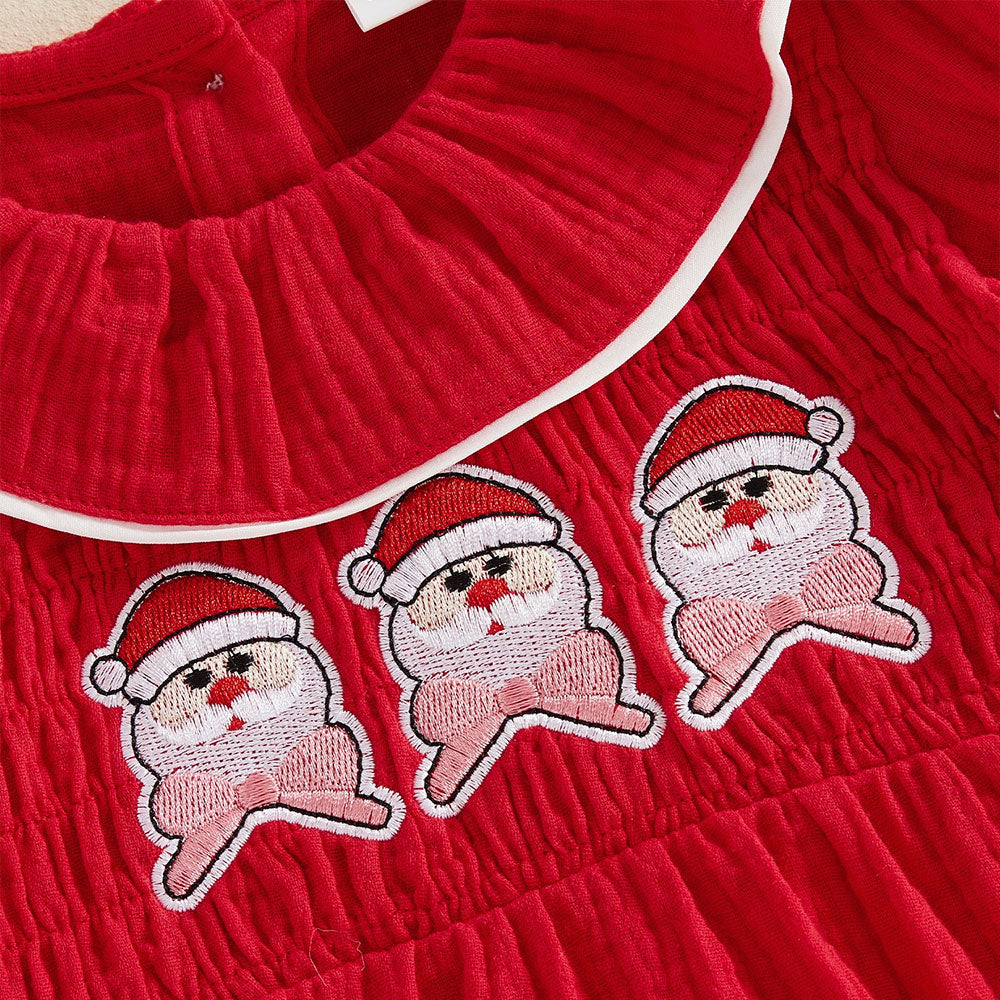 2PCS Christmas Santa Claus Tree Applique Long Sleeve Baby Romper