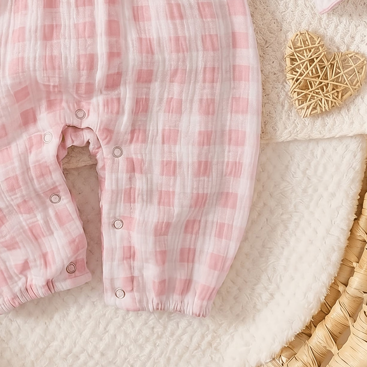 2PCS Pretty Baby Girl Plaid Print Bow Long Sleeve Jumpsuit