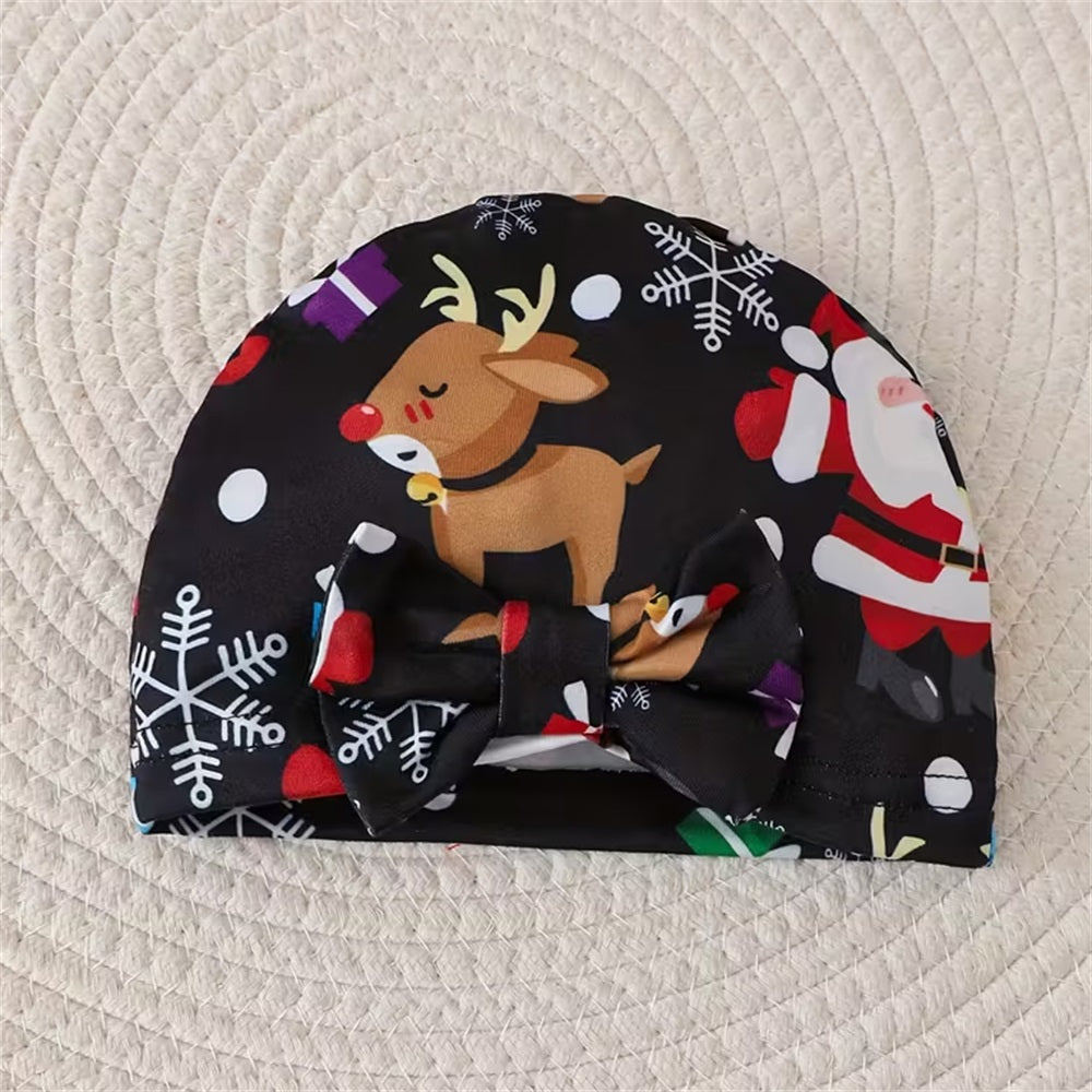 4PCS My 1st Christmas Letter Elk Print Long Sleeve Baby Set