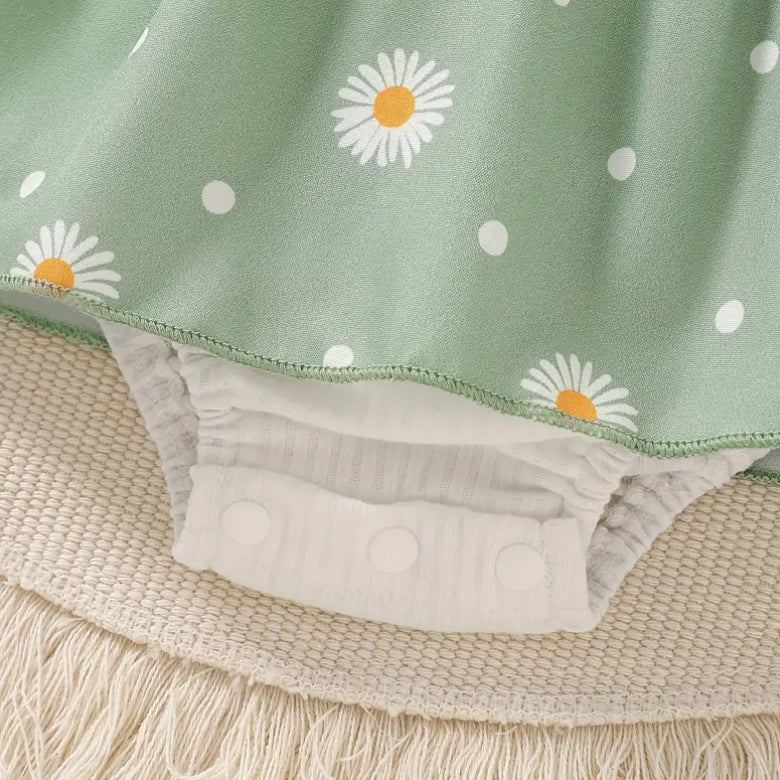 2PCS Stylish Daisy Letter Print Short Sleeve Baby Romper