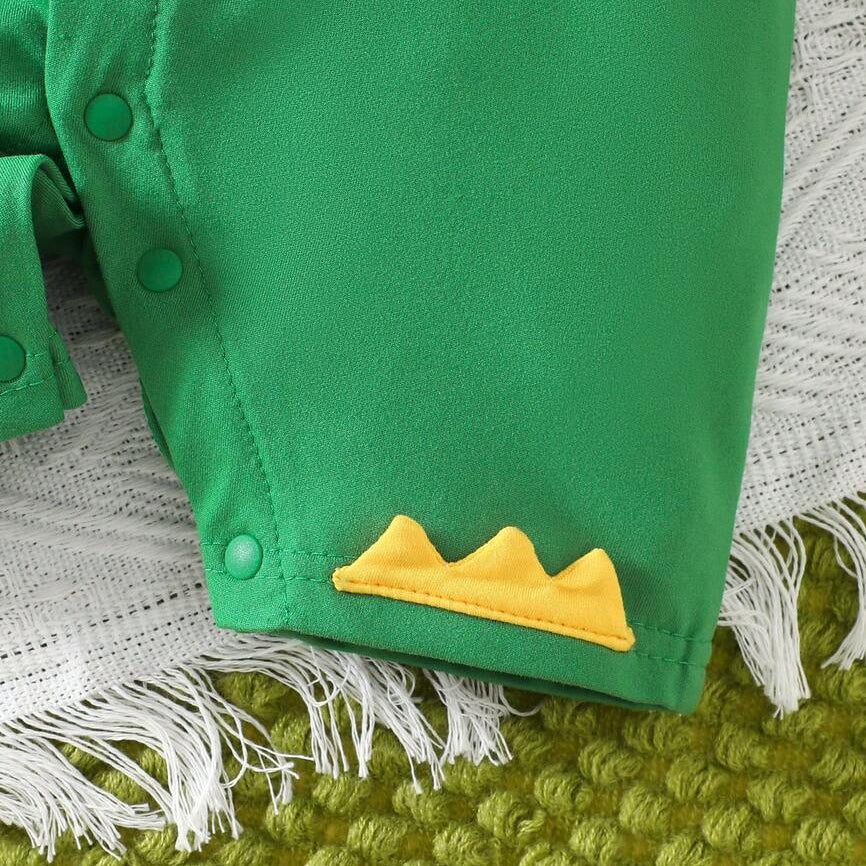 Casual Dinosaur Print Short Sleeve Hoodie Baby Jumpsuit
