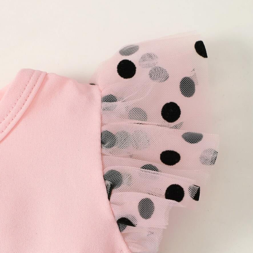 2PCS Gorgeous Polka Dots Printed Baby Romper