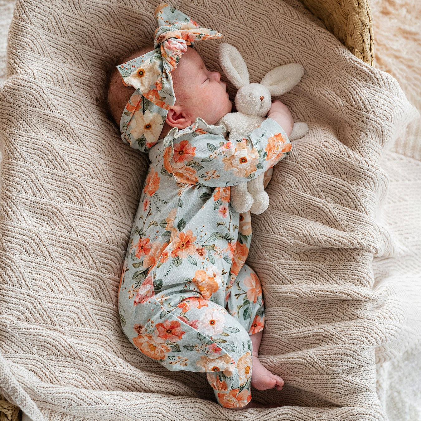 2PCS Sweet Floral Print Zipper Long Sleeve Baby Jumpsuit