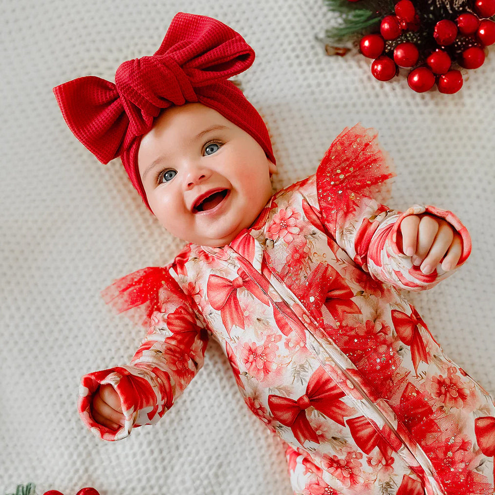 Adorable Bowknot Printed Lace Decoration Long Sleeve Baby Jumpsuit