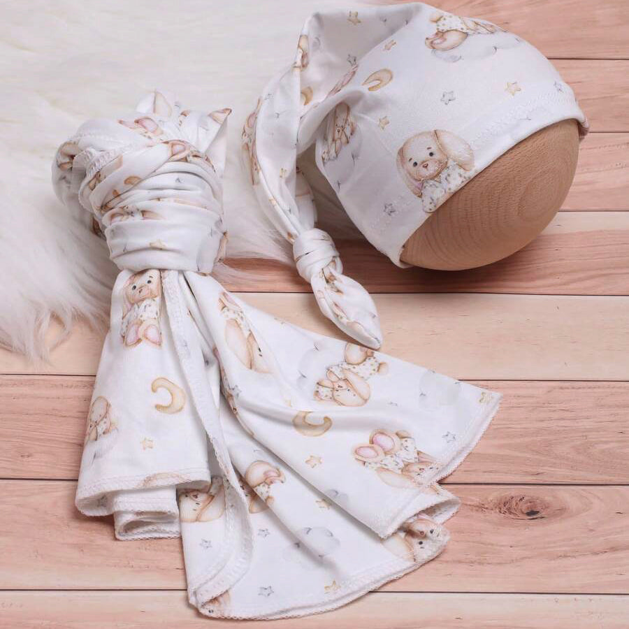 2PCS Cute Bear and Star Printed Newborn Baby Sleeping Bag Set