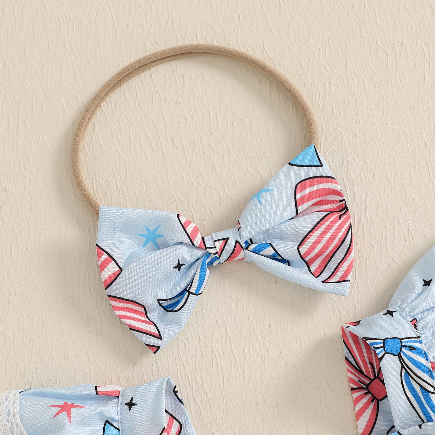 2PCS Cute Bow Printed Independence Day Baby Romper
