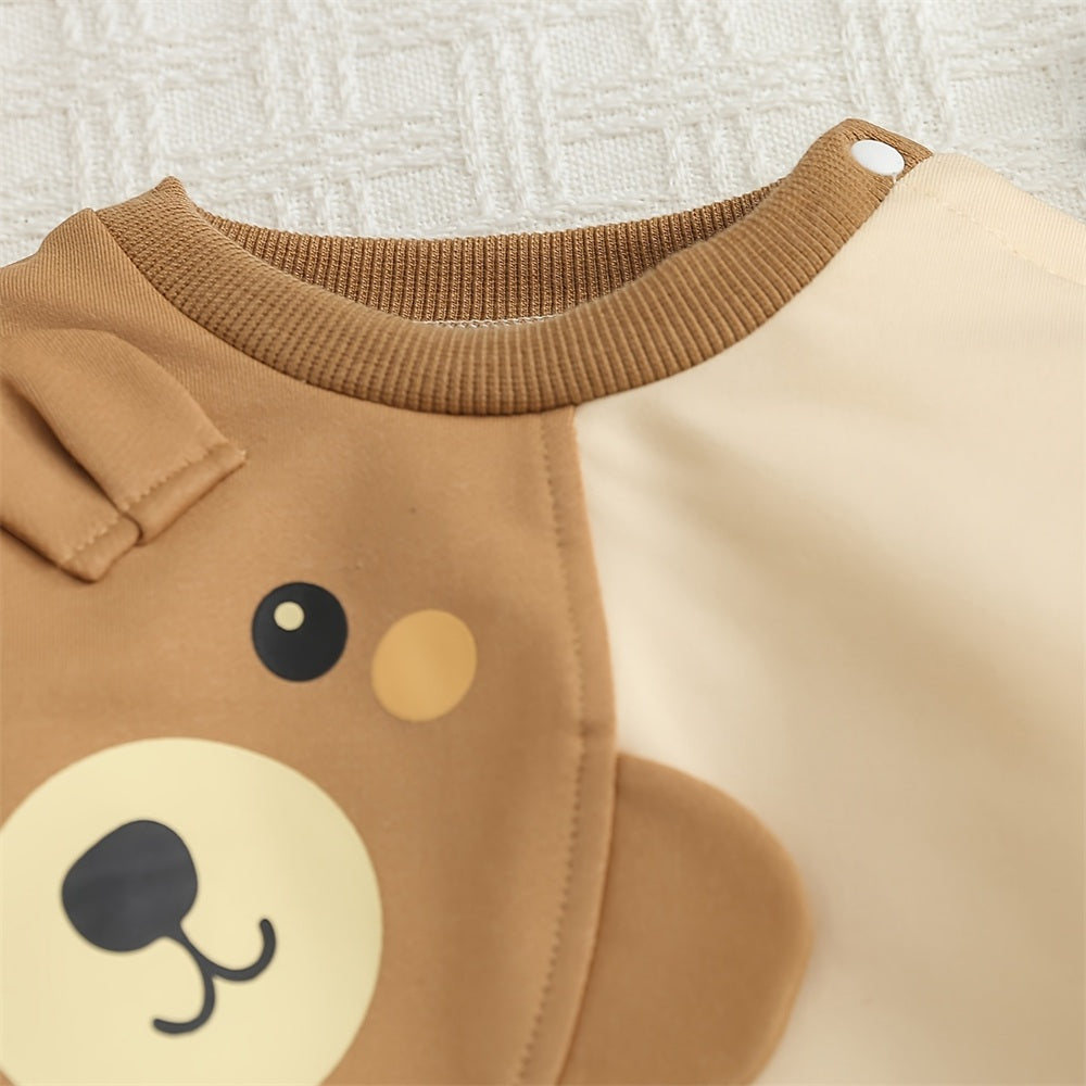 Bubbly Bear Printed Long Sleeve Baby Jumpsuit