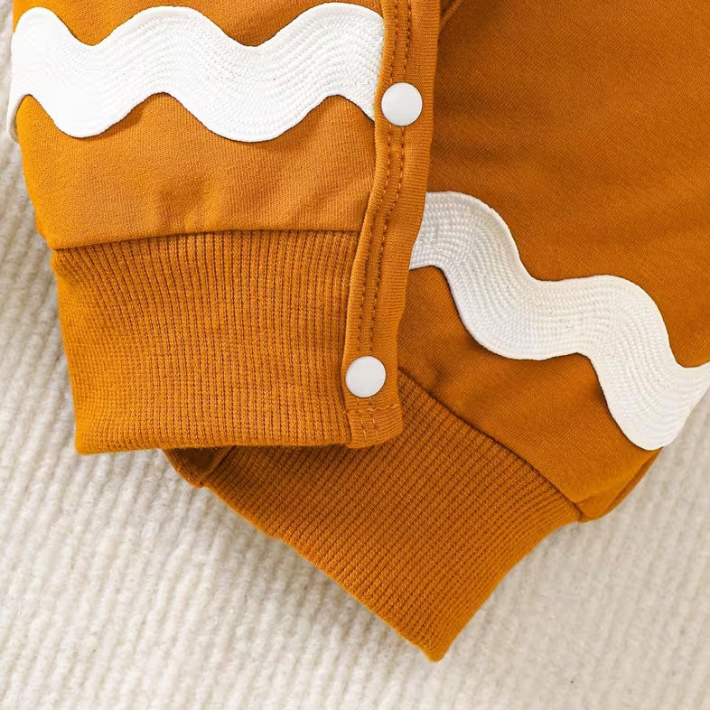 2PCS Christmas Gingerbread Decor Long Sleeve Baby Jumpsuit