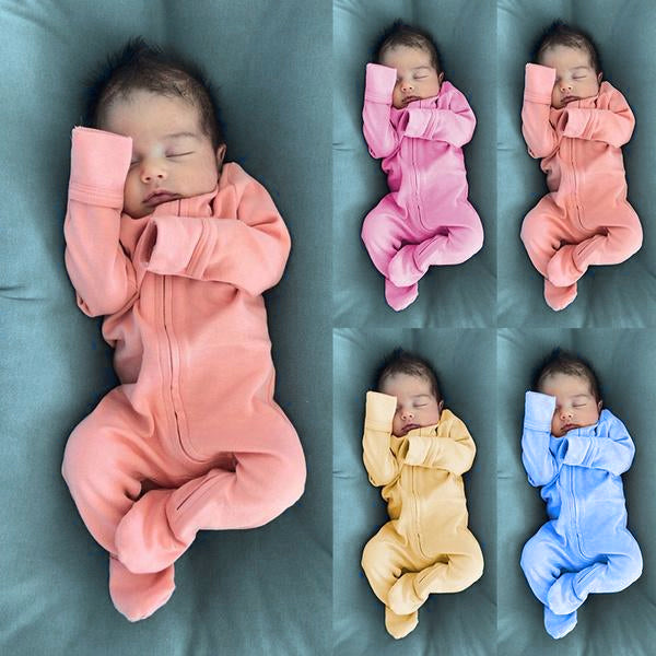 Lovely Solid Color Long Sleeve Baby Jumpsuit