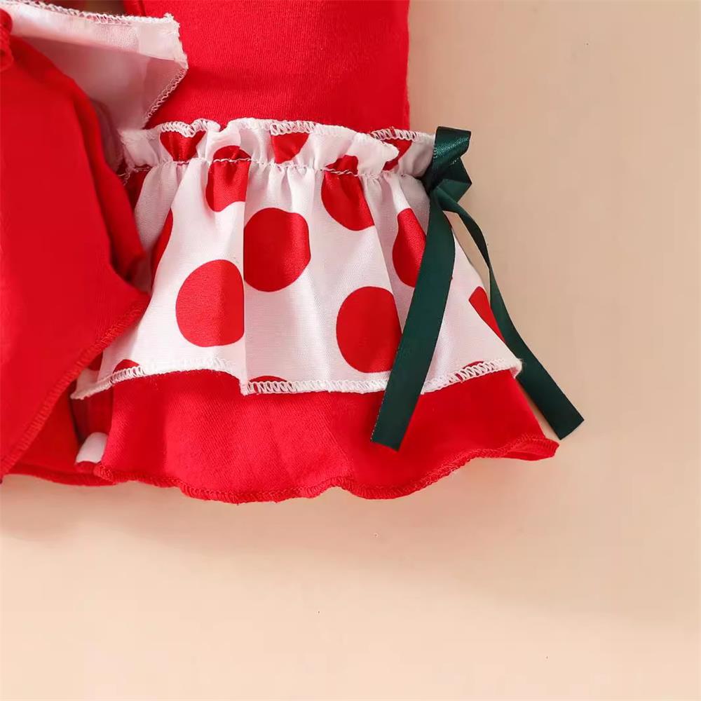 Christmas Elk Embroidery Print Long Sleeve Baby Jumpsuit