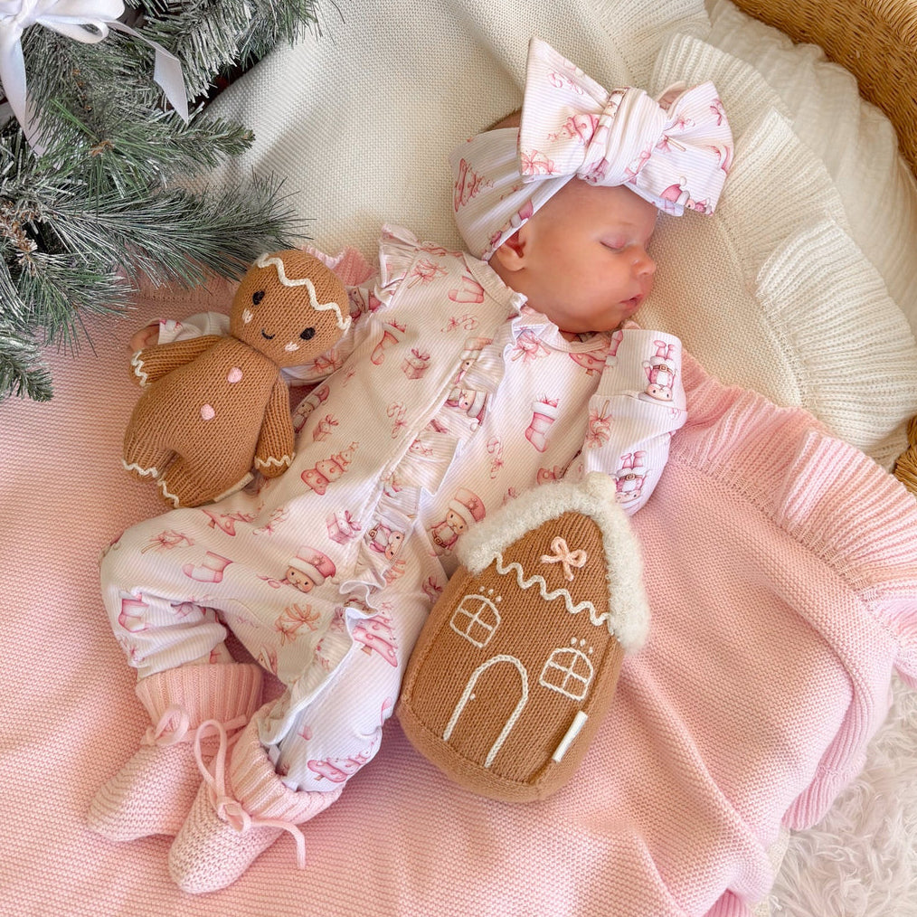 2PCS Cute Christmas Nutcracker Printed Zipper Baby Jumpsuit