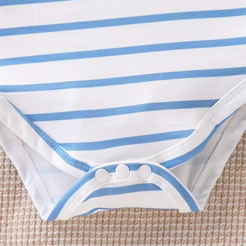 2PCS Summer Elephant Printed Striped Short Sleeve Baby Set