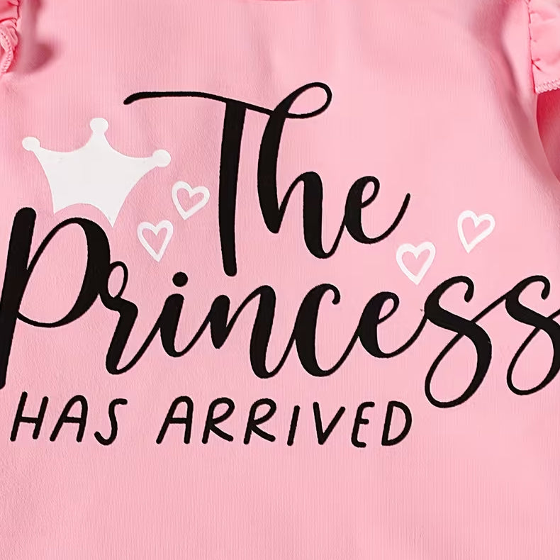 3PCS Pretty The Princess Letter Plaid Printed Long Sleeve Baby Set