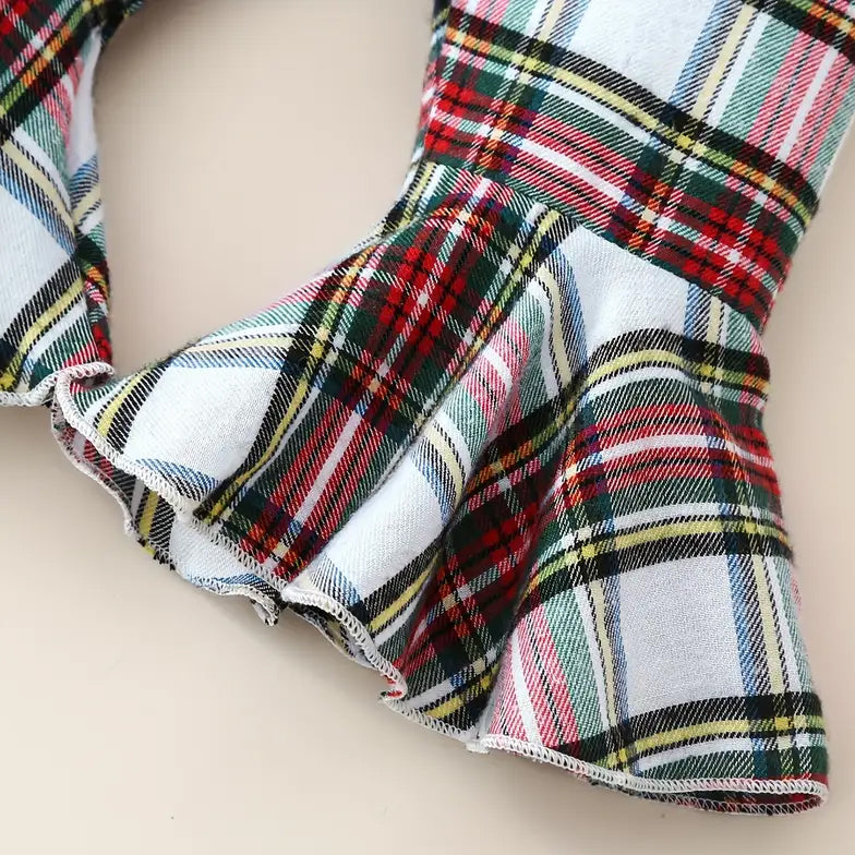 3PCS Stylish Plaid Printed Long Sleeve Baby Set