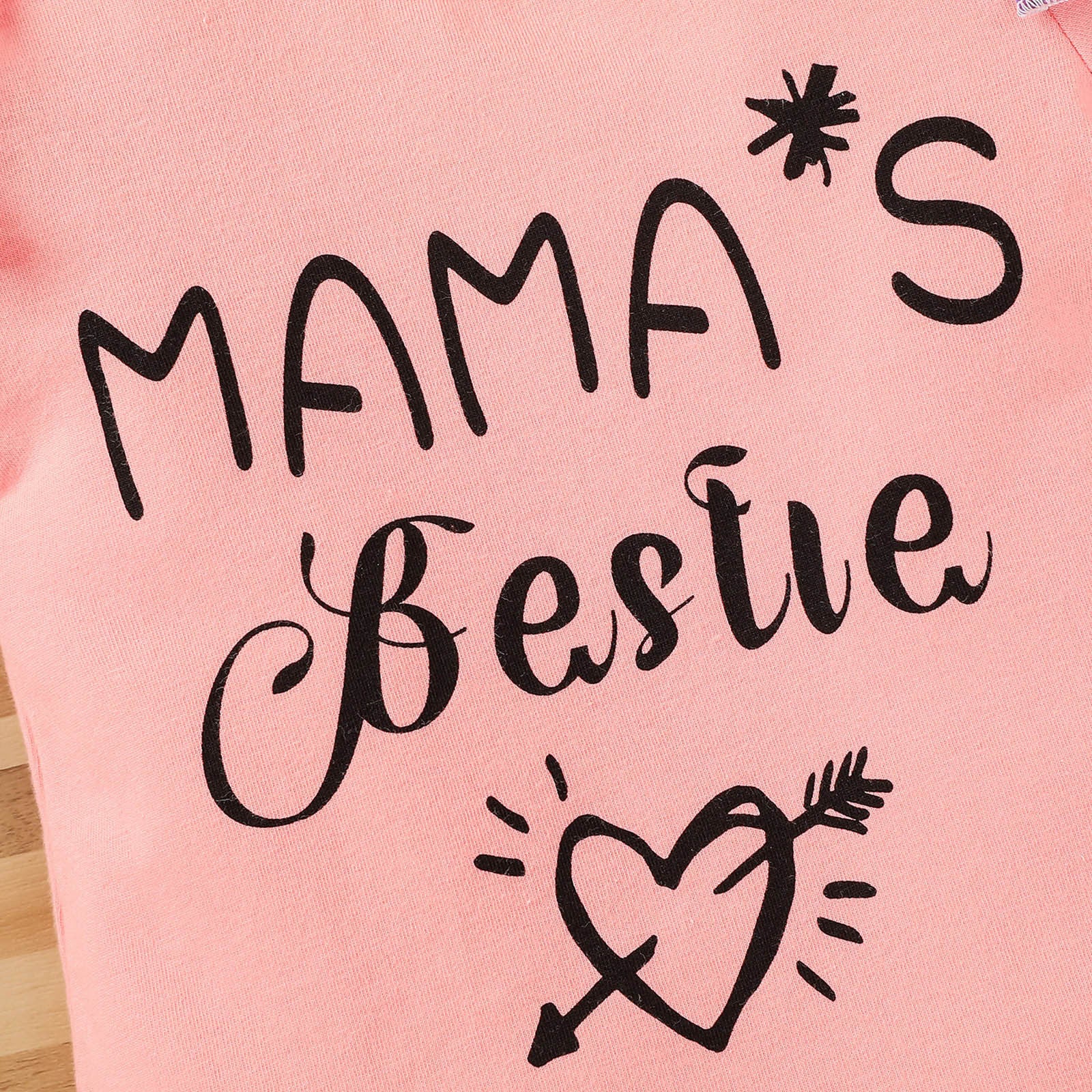 3PCS Mama's Bestie Letter Printed Short Sleeves Baby Set