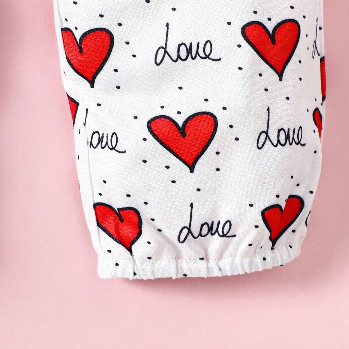 2PCS Heart and Letter Printed Long Sleeve Baby Jumpsuit