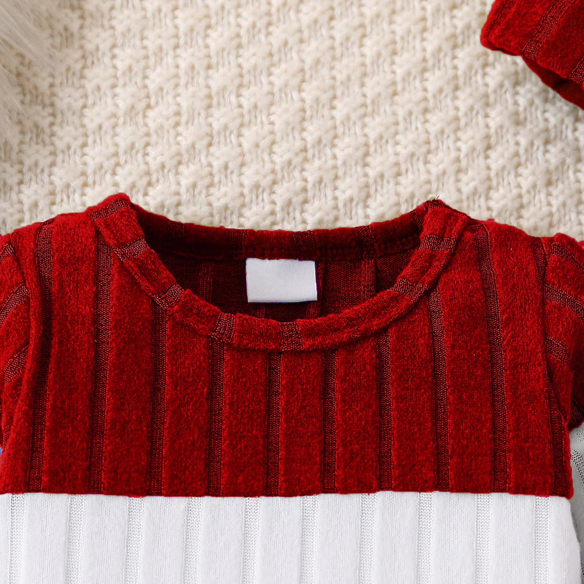 2PCS I Mom Letter Heart Print Color Block Long Sleeve Baby Jumpsuit