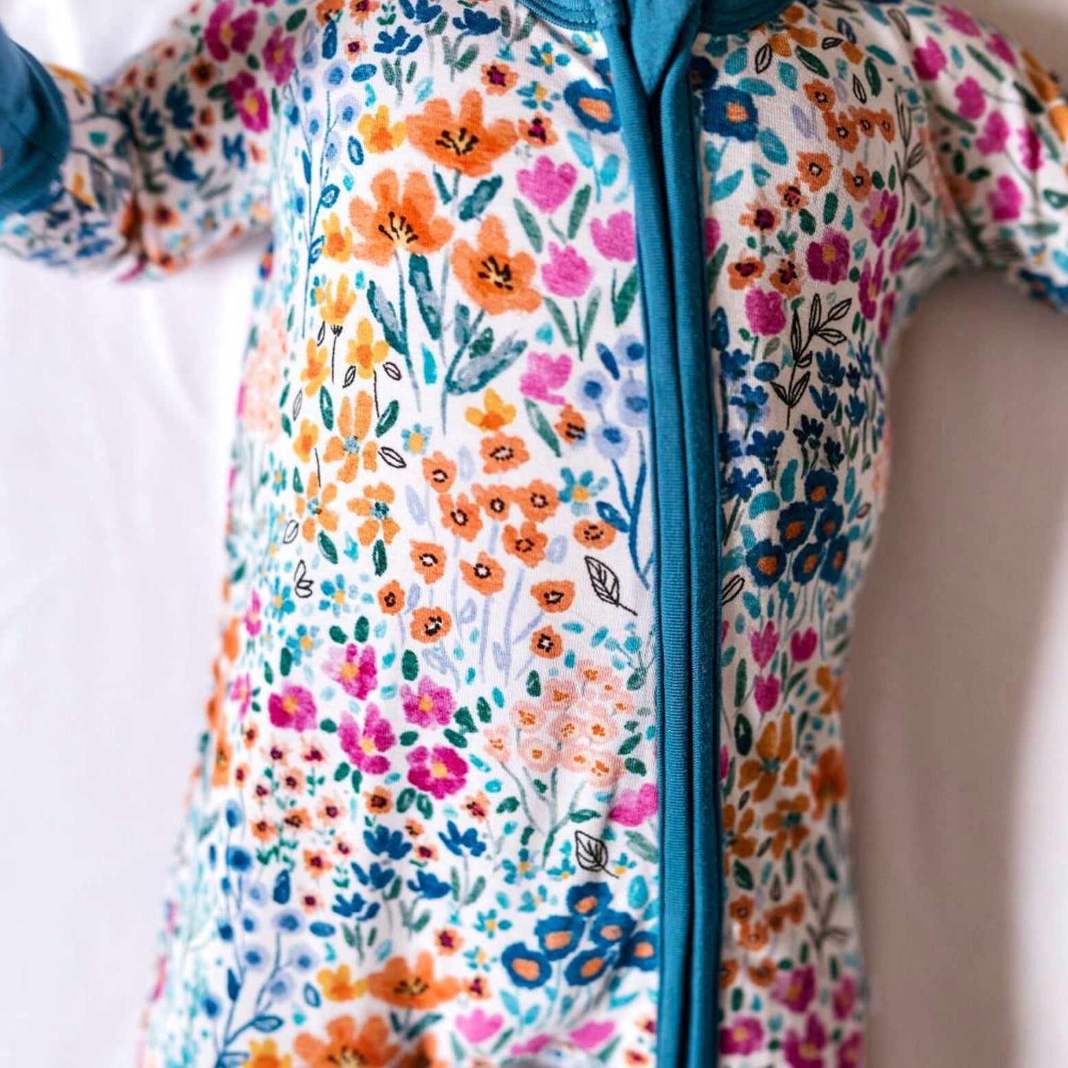 2PCS Timeless Floral Printed Zipper Baby Jumpsuit