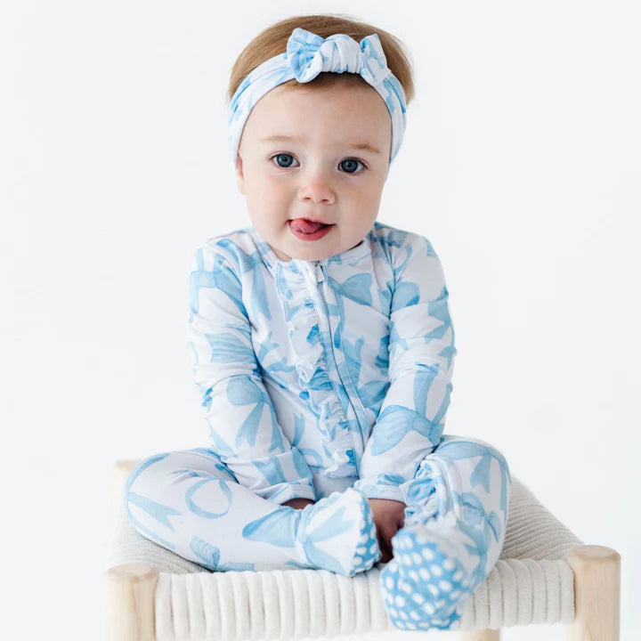 2PCS Pretty Bowknot Printed Long Sleeve Baby Jumpsuit