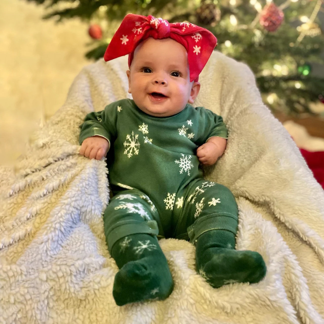 Christmas Snowflake Printed Baby Jumpsuit