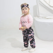 3PCS Daddy's Girl Letter Camouflage Printed Baby Set