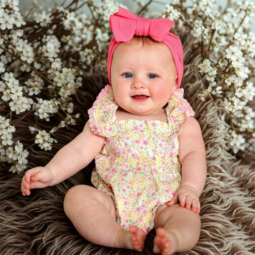 Summer Casual Floral Printed Fly Sleeve Baby Romper