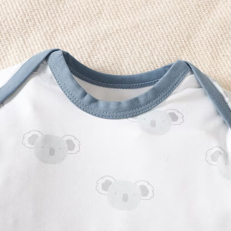 2PCS Lovely Koala Embroidery Long Sleeve Baby Overalls Set