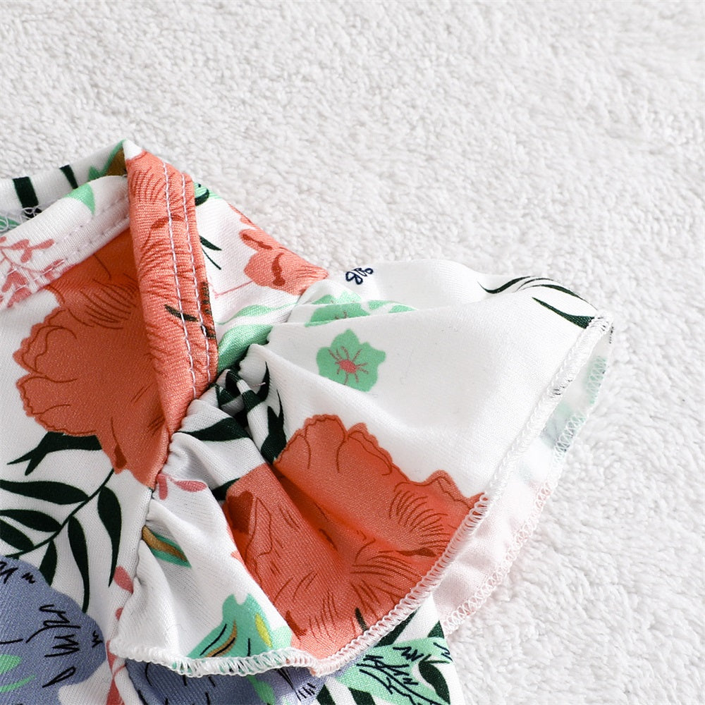 3PCS Casual Cute Floral Printed Long Sleeve Baby Set