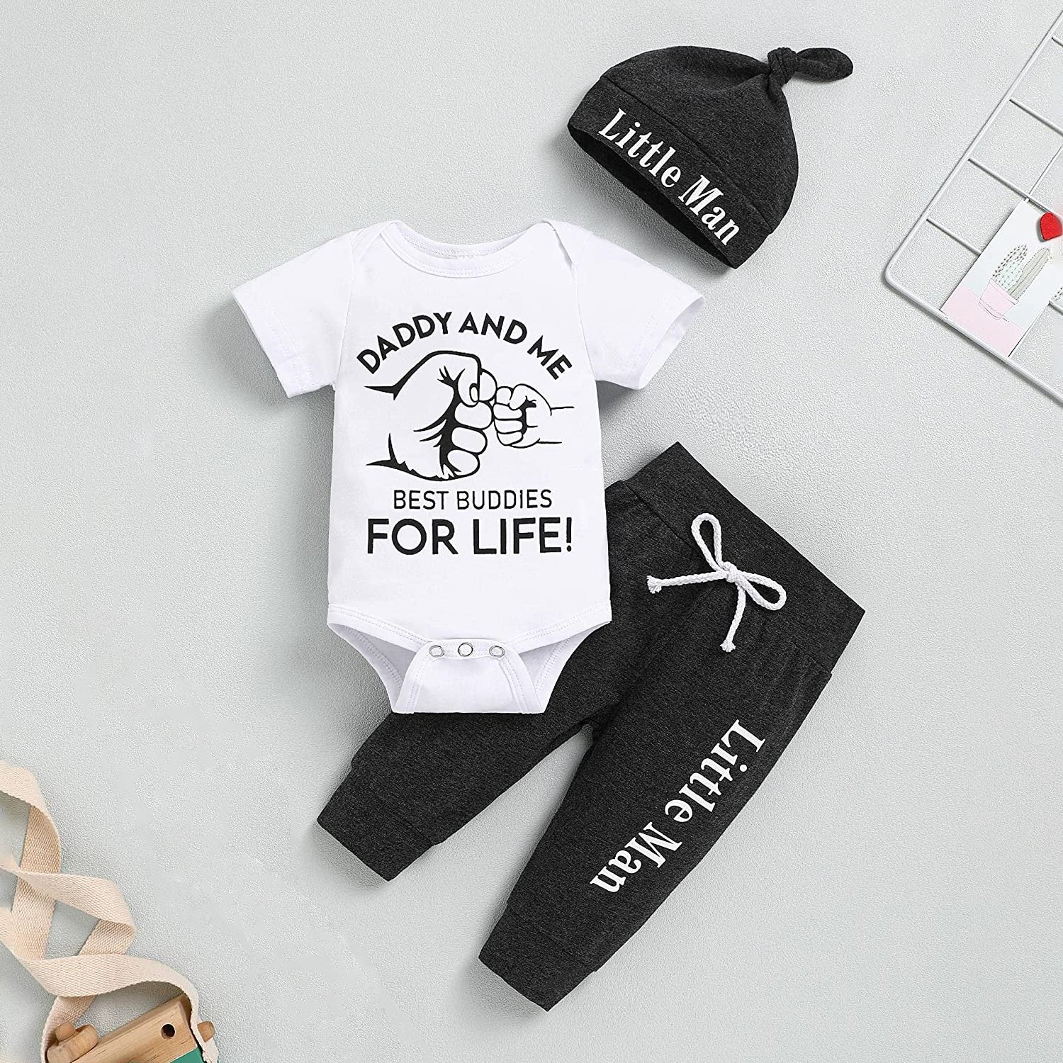 Conjunto de bebé con estampado Daddy And Me Best Buddies For Life de 3 piezas