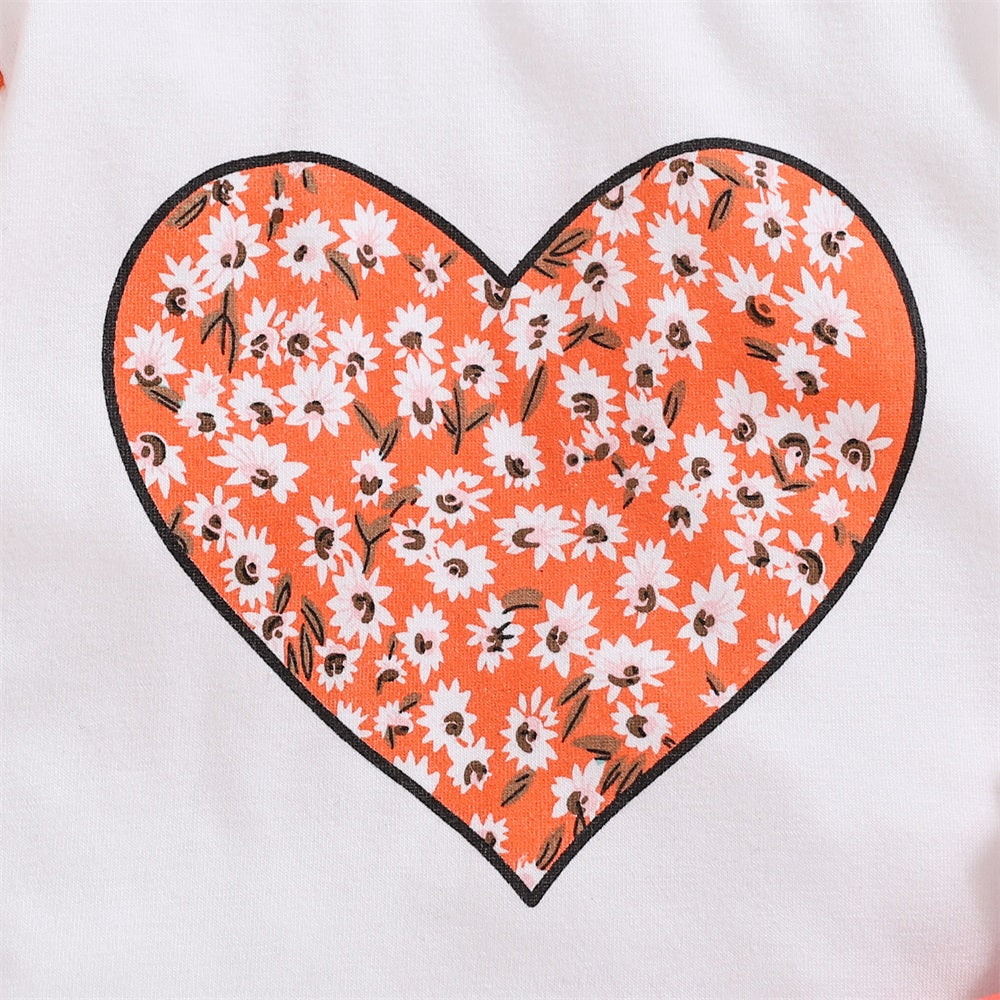 3PCS Fashion Floral Heart Print Long Sleeve Baby Set