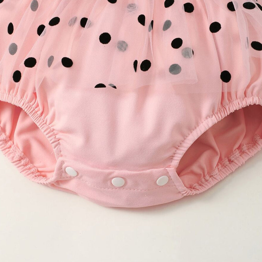 2PCS Gorgeous Polka Dots Printed Baby Romper
