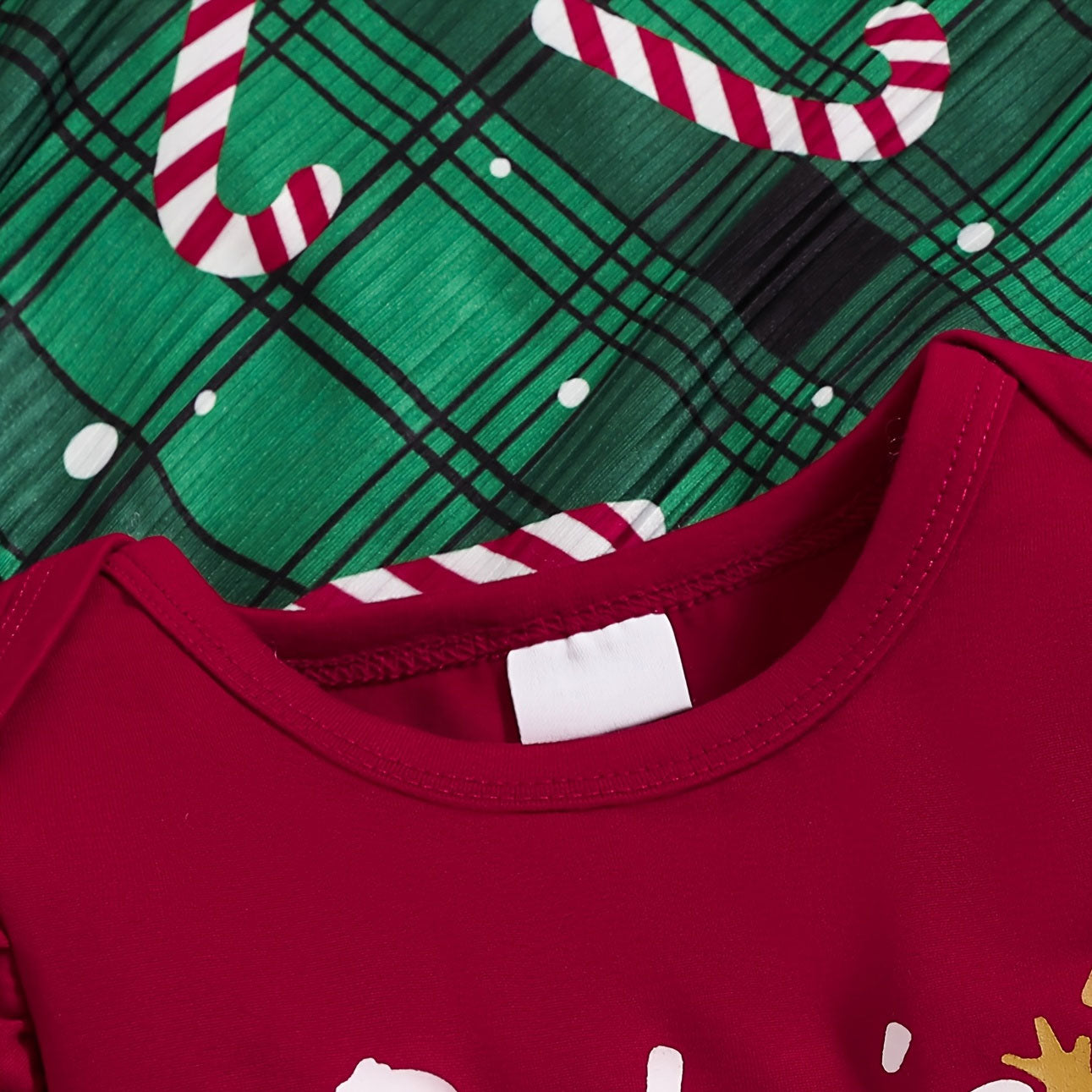2PCS Baby First Christmas Letter Gingerbread Print Long Sleeve Baby Set
