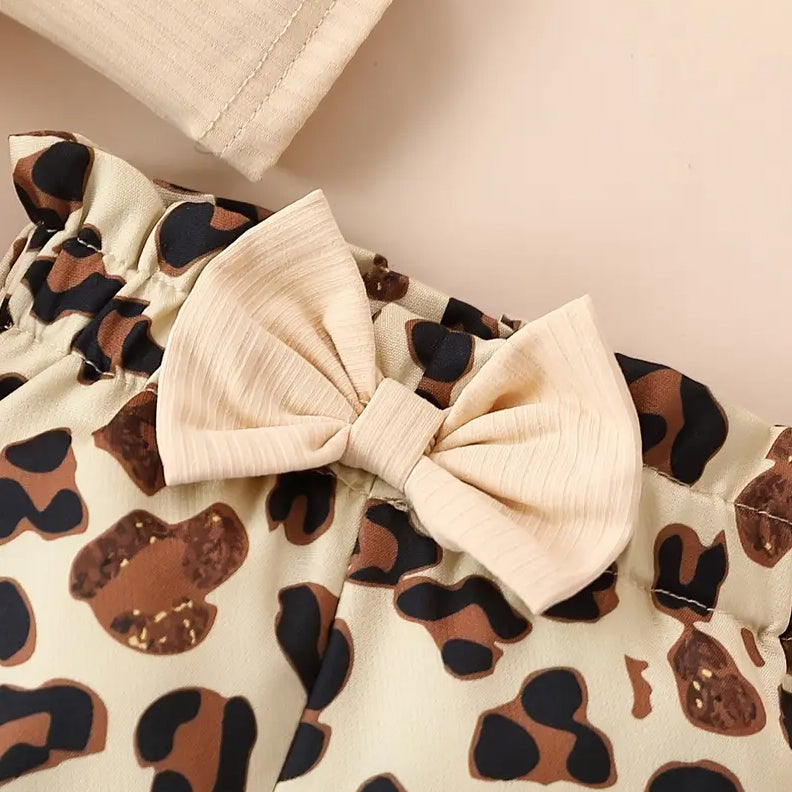 3PCS Stylish Leopard Printed Long Sleeve Baby Set